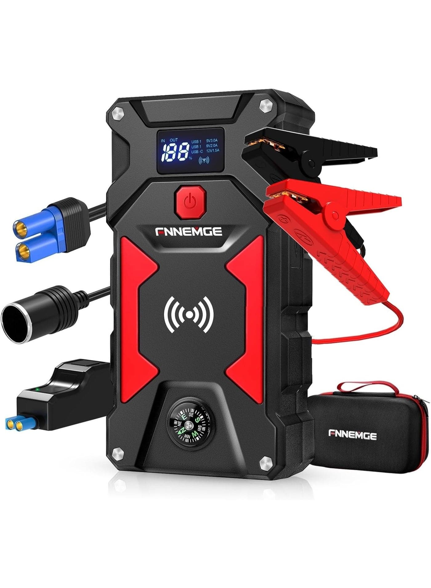 Ultra Start Car Jump Starter for All Passenger Car 26800mAh Power Bank Portable Battery Jumper Pack 12V Emergency Light, Equipped with Storage Box