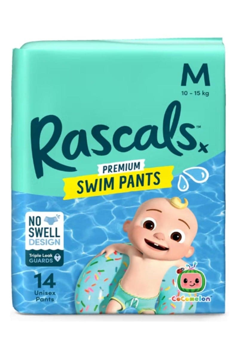 Cocomelon Premium Baby Swimming Diaper Pants - Advanced Leak Protection Swimming Diaper Pants For Little Swimmers - Extra Stretchy Waistband Swim Pants Size 4 (10-15 Kg) - Pack of 14