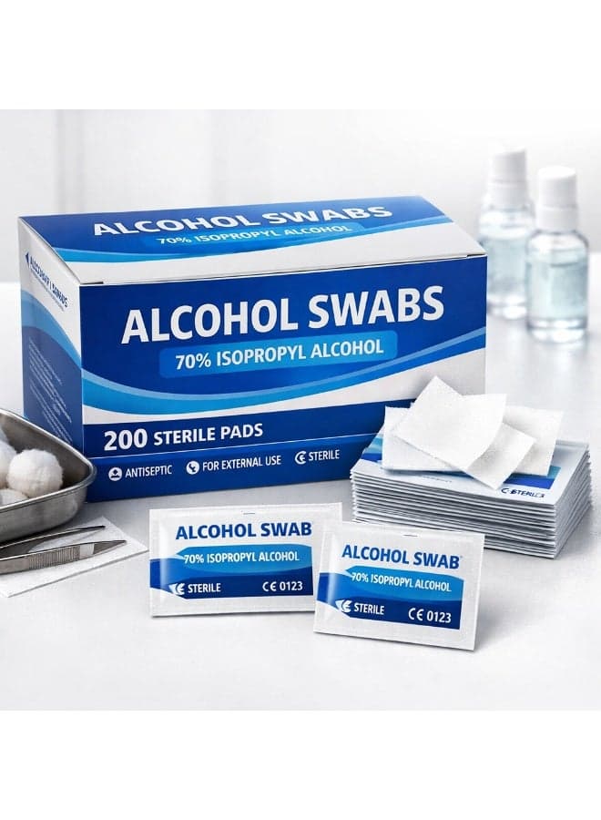Alcohol Swabs 70% Isopropyl Alcohol 200s per Box | Sterile | CE 0123