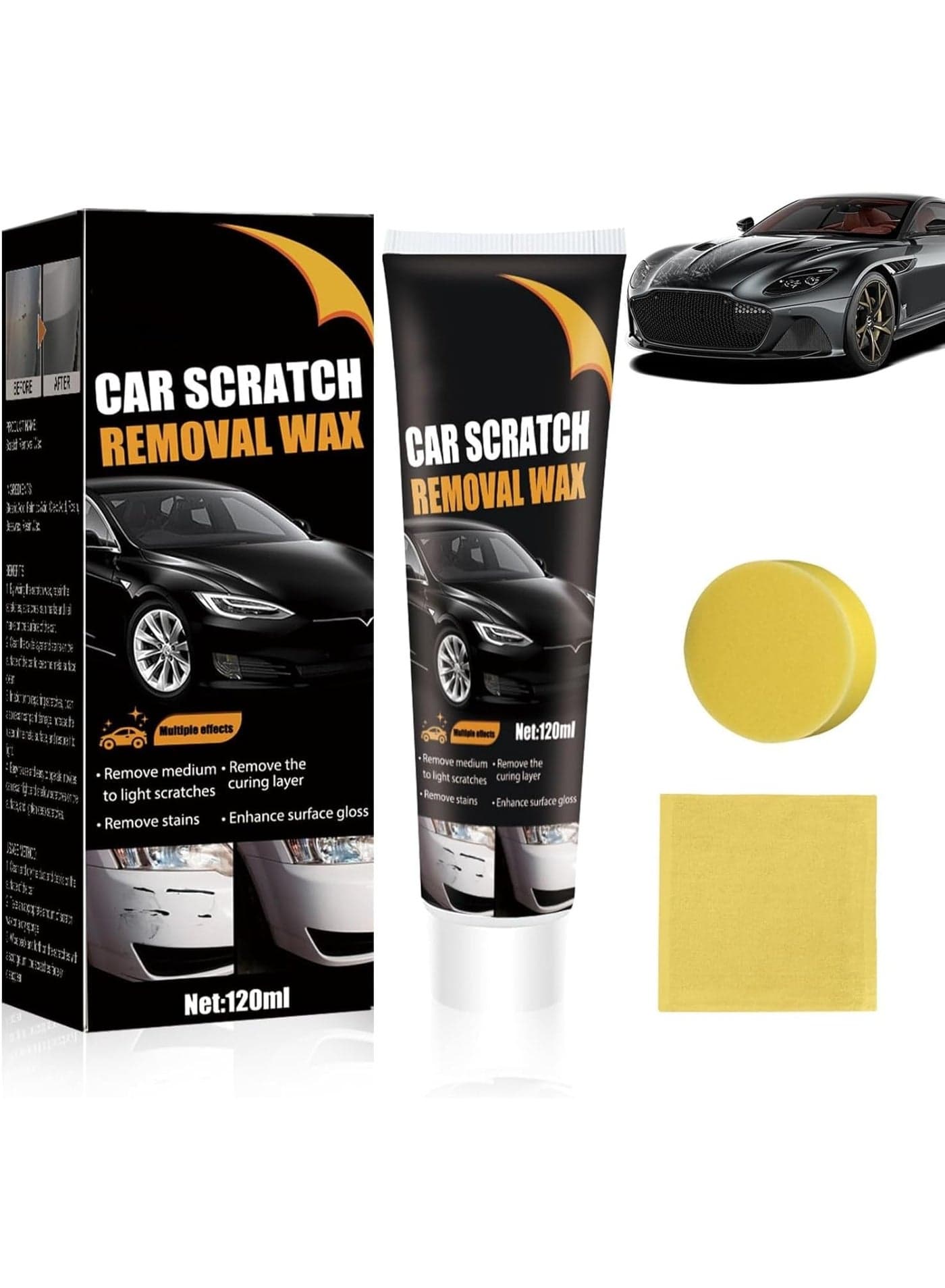 Car Scratch Repair, 2026 Upgraded Car Scratches Remover Set, Paint Scratch Repair Paste Polishing Wax with Sponge and Wipe for Deep Scratches