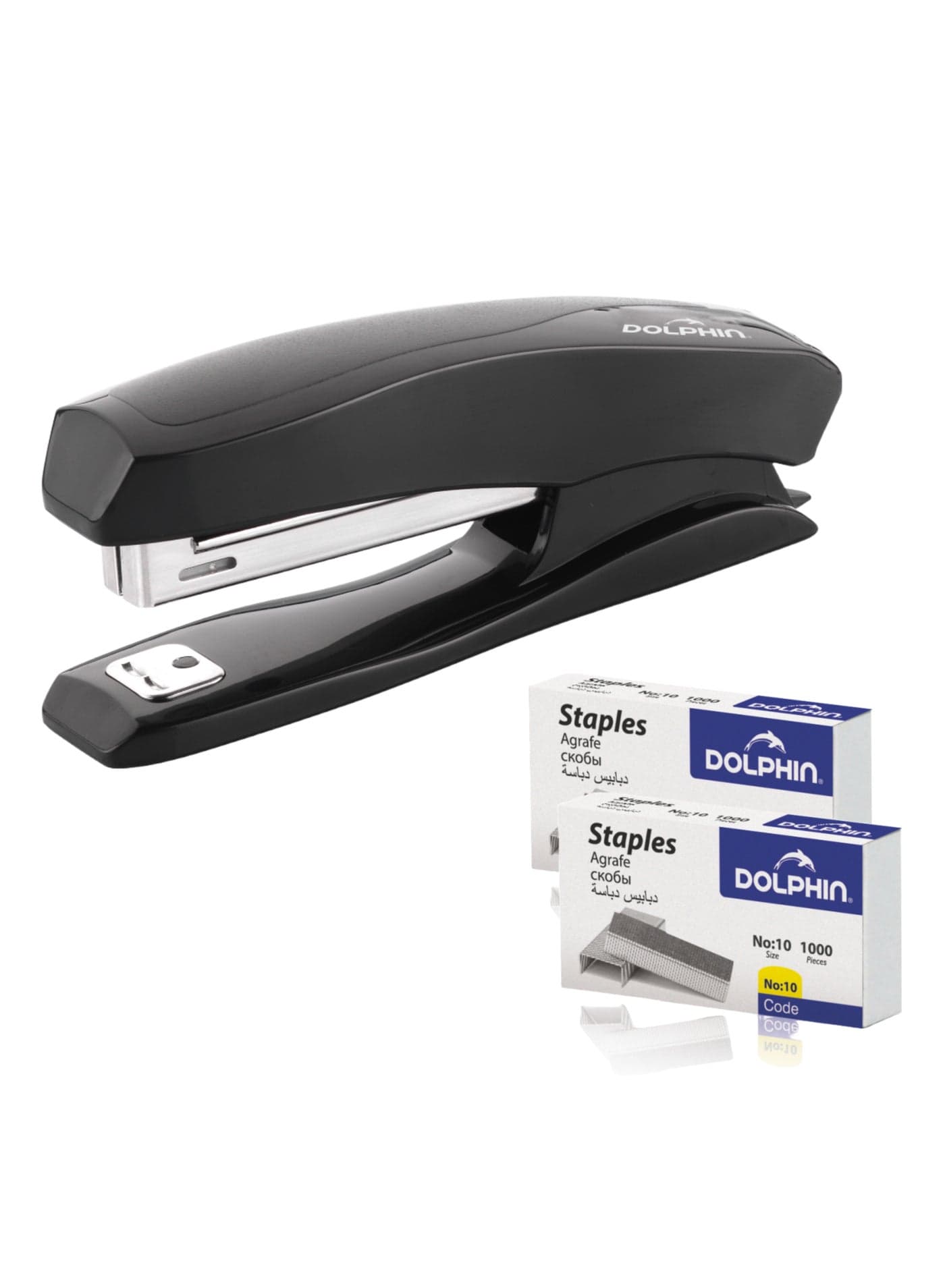 Dolphin DS-10 Compact Stapler Top Loading 15 Sheet Capacity with No.10 Staples, 1-Year Guarantee
