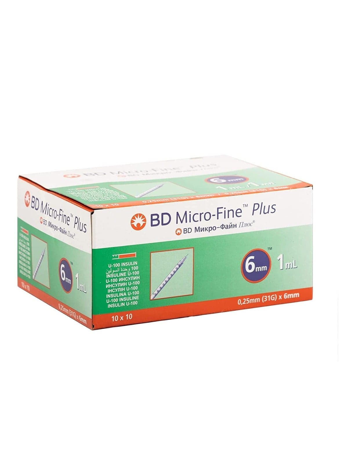 Micro Fine + Insulin 1 Ml Syringe 0.25 Mm 31 G X 6 Mm 100's