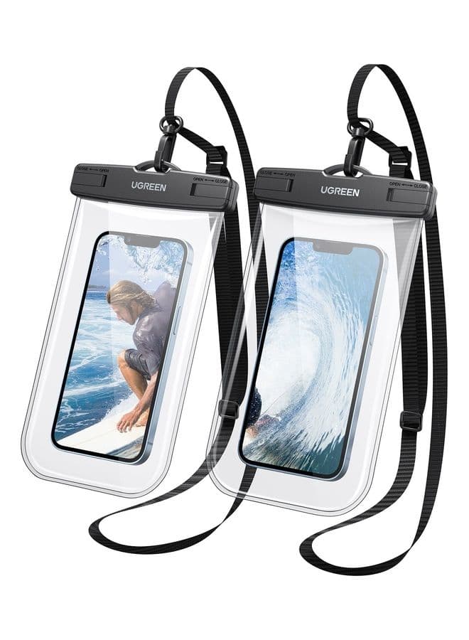 Waterproof Phone Case, IPX8 Certified 30M Waterproof Phone Pouch Waterproof Cell Phone Case Fit for Big Phones up to 7.2'' Compatible with iPhone 12/13/14/15 Pro Max S22 S23 Ultra (2 Pack) clear