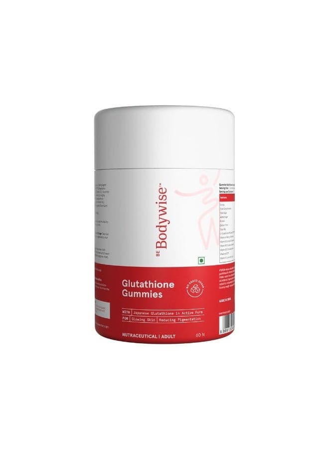Be Bodywise Glutathione Gummies for Clear Radiant Skin | Reduces Pigmentation, Enhances Radiance, Protects Against Pollution & UV Damage | L Glutathione Gummies 250 Mg With Vitamin C | Antioxidant, Skin Glow Supplement for Clear Skin | Pack of 60
