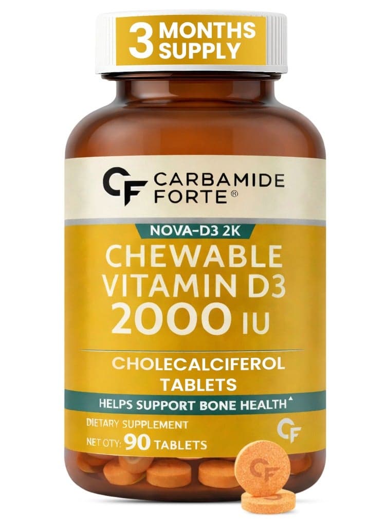 Chewable Vitamin D3 2000IU Cholecalciferol Tablets For Bone And Immune Health D3 Supplement Orange Flavour 90 Tablets