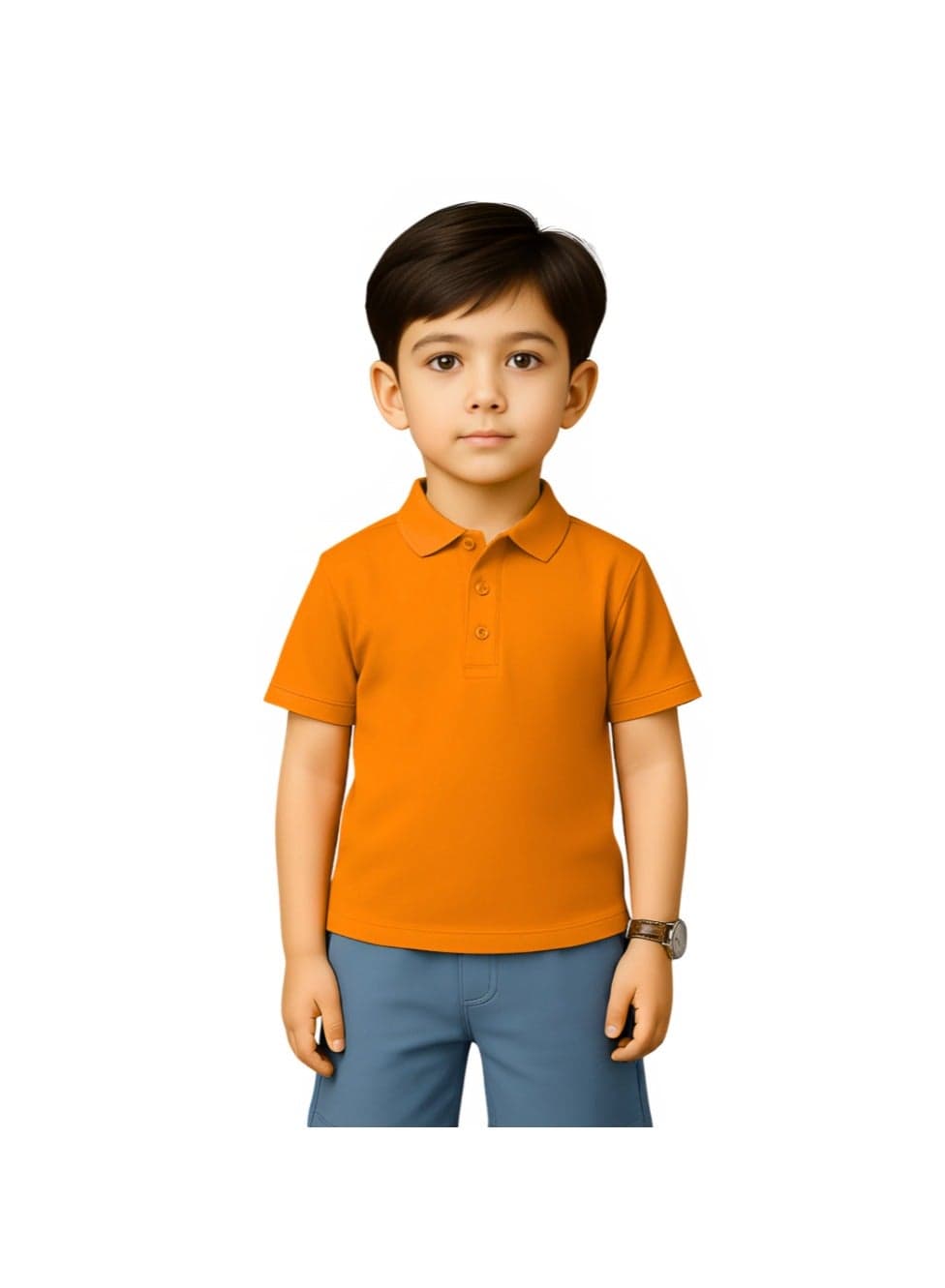 Basic Unisex Kids polo T-shirt 230 GSM (Orange)