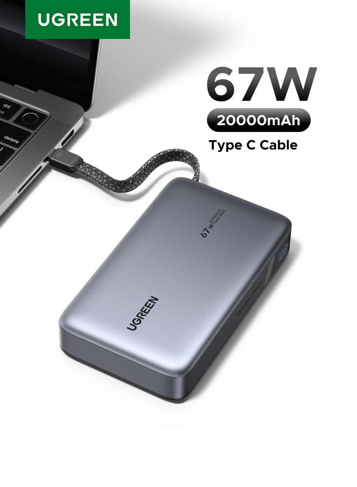 CCC Power Bank 20000mAh 67W Fast Charging 2C1A, Two-Way Cable, PD/SCP/UFCS Compatible, Xiaomi 67W Turbo Charge Supported, for Samsung S26/25, iPhone 17/16/15/14, Huawei P60/Mate 60, iPad, MacBook, Portable 20000mah 67W with cable