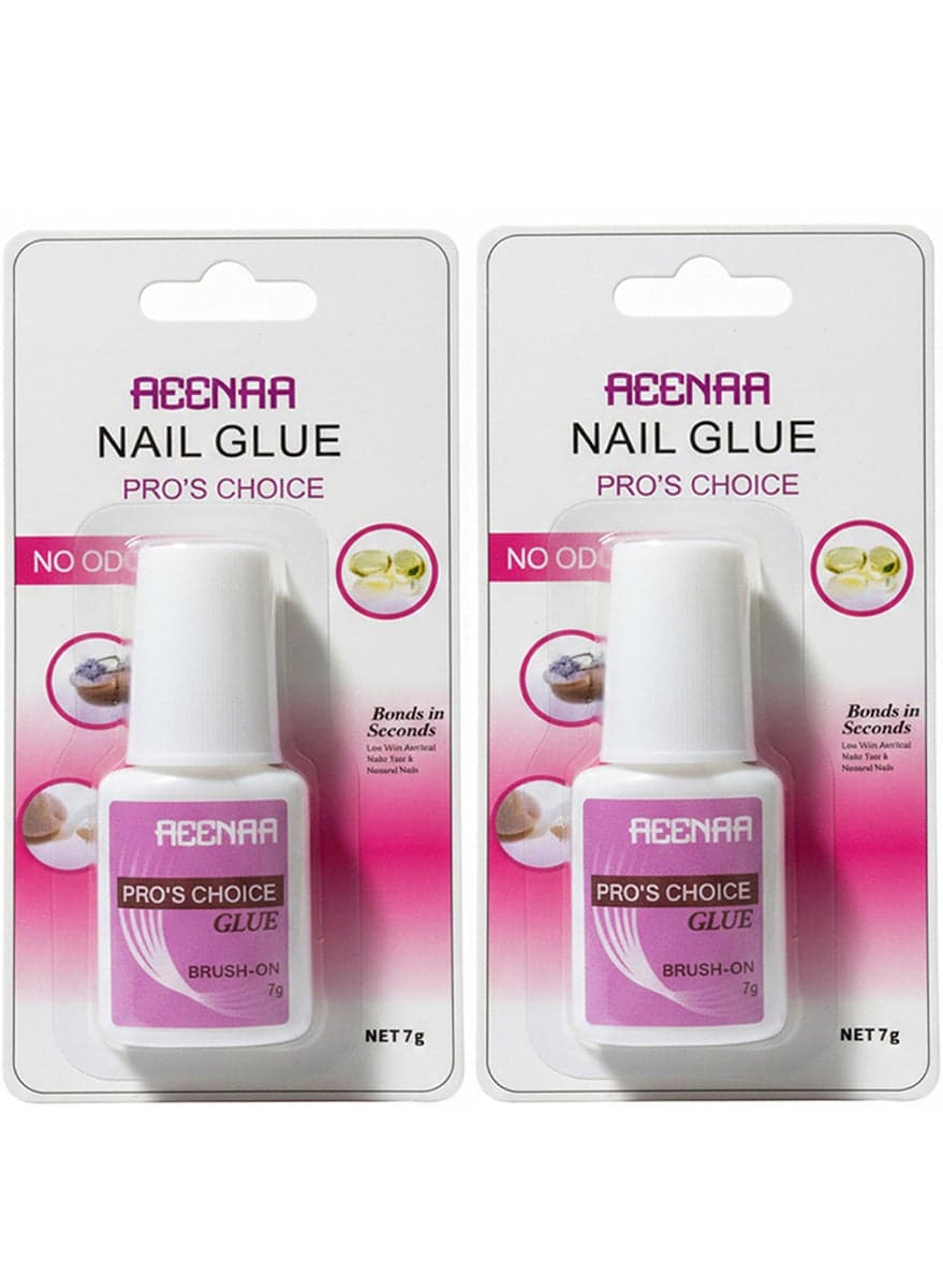 AEENAA 2-Pieces Professional Brush-On Nail Glue – Strong Hold Adhesive for Acrylics, Press-On Nails & Tips – Quick Drying, Bonds in Seconds – 7g