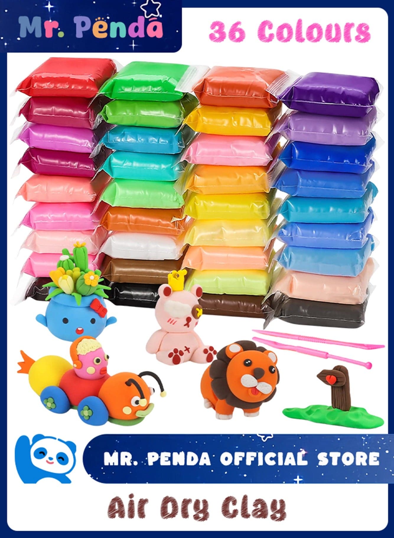 36 Colors DIY Plasticine, Air Dry Clay, Super Light DIY Soft Creative Handgum, Educational Clay Toys for Kids
