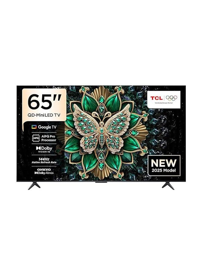 65 Inch Smart TV 4K QD-Mini LED Colorful Quantum Crystal HDR 10+ Gaming Google TV, 144Hz Native Refresh Rate, ONKYO 2.1 Hi-Fi, Dolby Atmos, AI Mode, (2025 Model) 65C6K Black