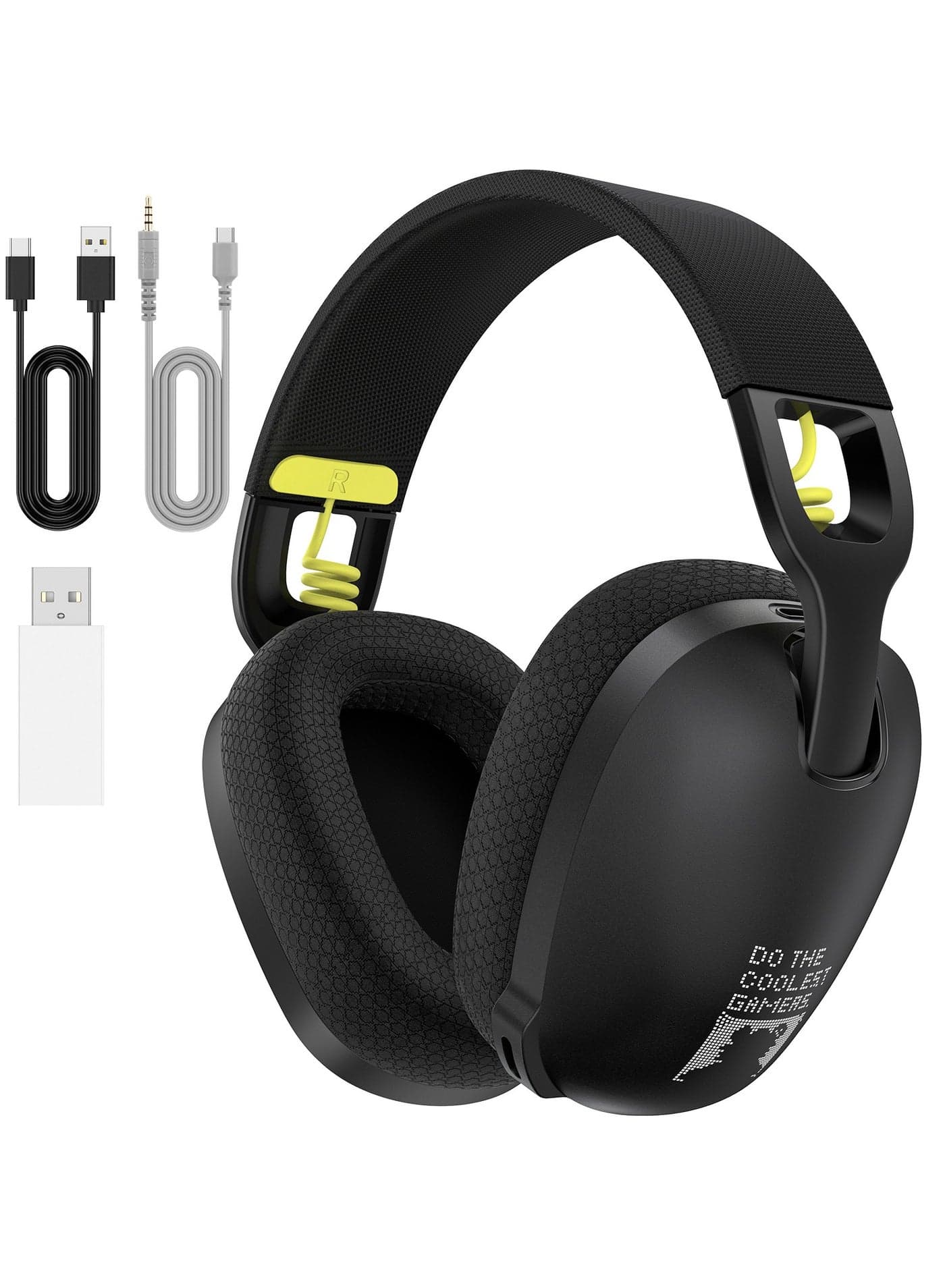 B2 Wireless Gaming Headset with Mic,Over-Ear Gaming Headphone for PS4, PS5, PC, Switch, Mac,2.4GHz Bluetooth 5.3 Gaming Headphones with Noise Cancelling Mic,Black