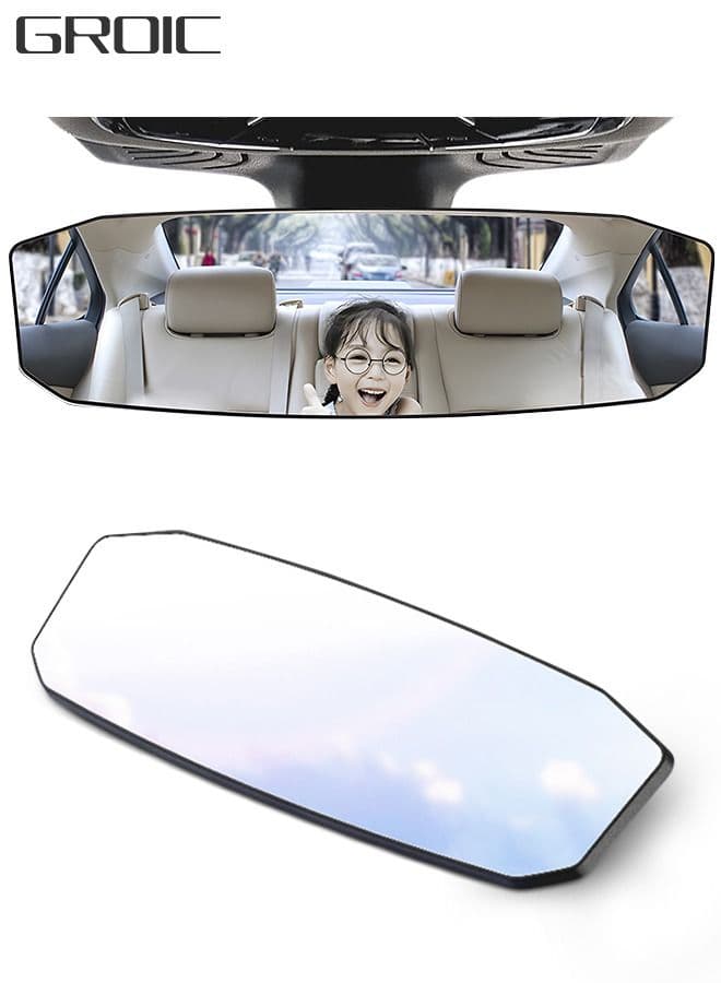 Rear View Mirror for Car, 11.8 Inch Panoramic Rearview Mirror, Interior Clip-on Wide Angle Convex Universal Rear View Mirror to Reduce Blind Spot Effectively for Car SUV