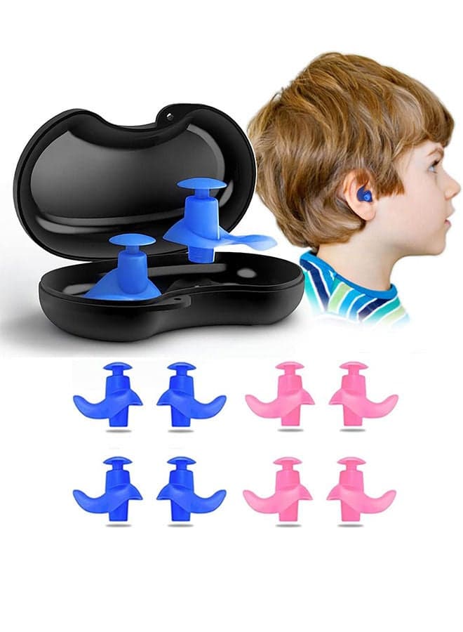 Swimming Earplugs, 2 Pairs Pack Waterproof Reusable Silicone Swimming Ear Plugs for Swimming Showering Bathing Surfing Snorkeling and Other Water Sports, Suitable for Kids and Adults