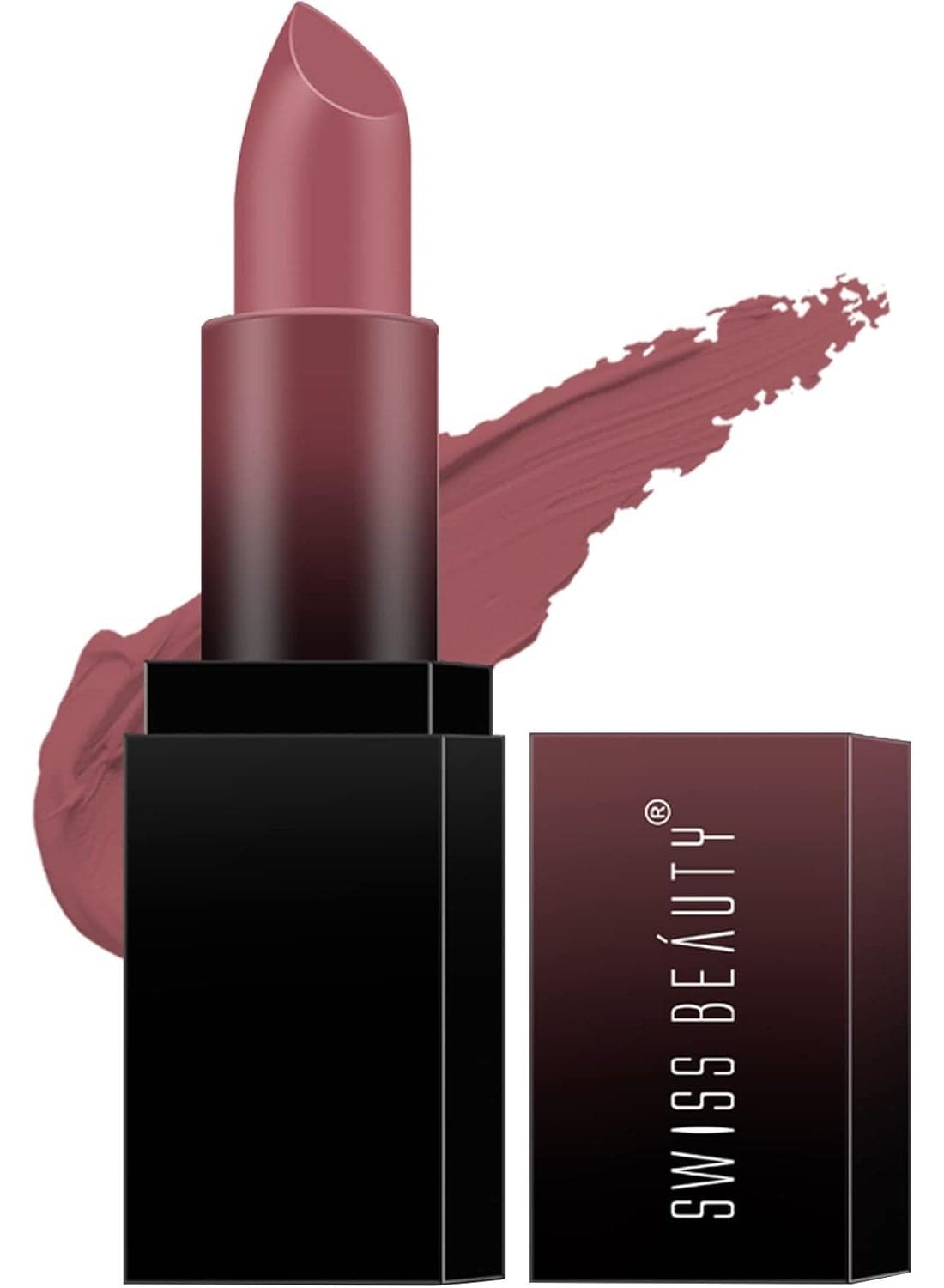 Swiss Beauty Hd Matte Pigmented Smudge Proof Lipstick | Creamy Matte Long Stay Lipstick | Mauve Blush, 3.4g