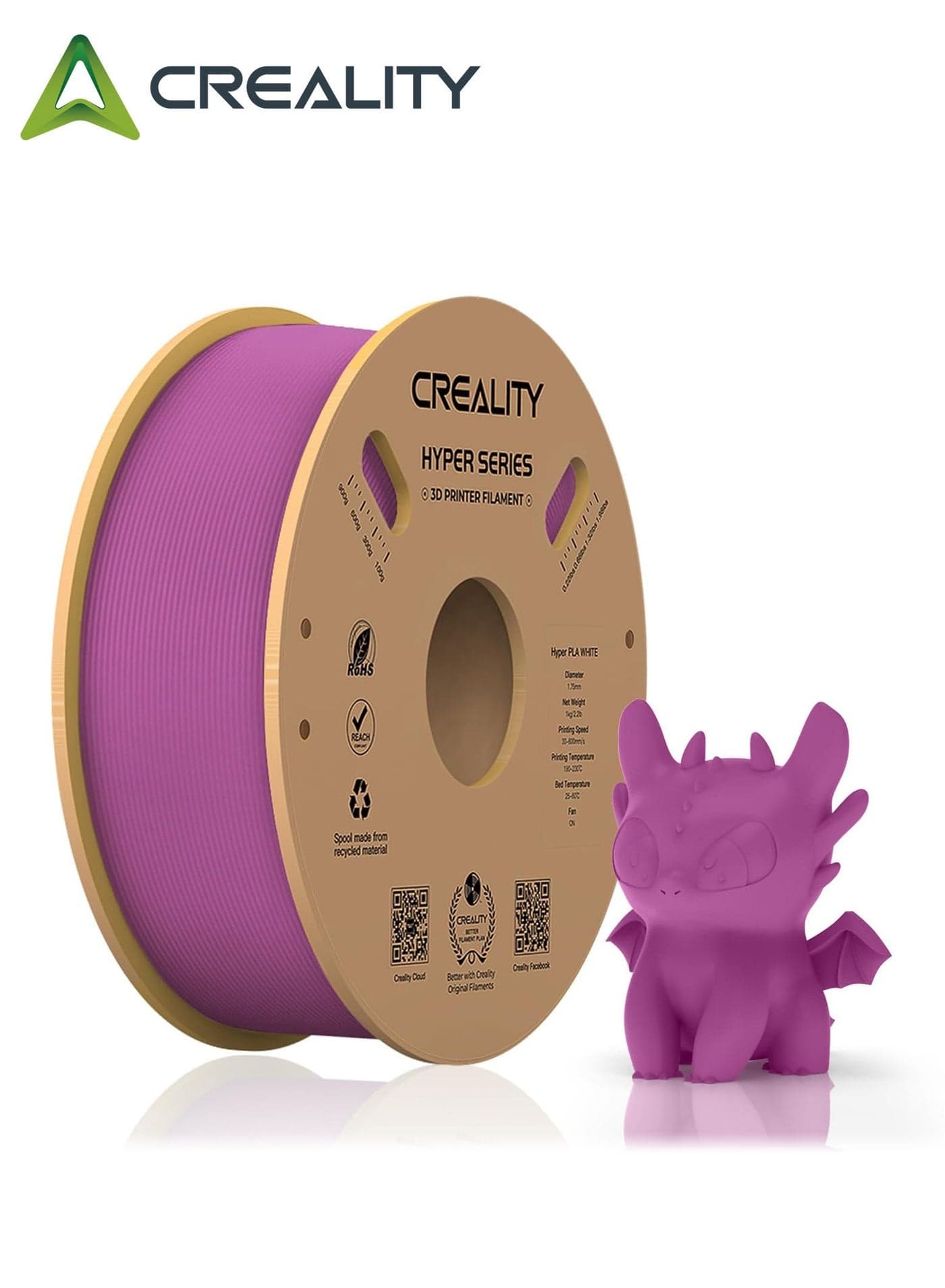 Official Creality Hyper PLA Filament 1.75mm, High Speed PLA 30-600mm/s 3D Printer Filament, Dimensional Accuracy +/-0.02mm, Fit Most FDM 3D Printers, 1KG(2.2lbs) Spool, Purple Hyper PLA-Purple 1KG