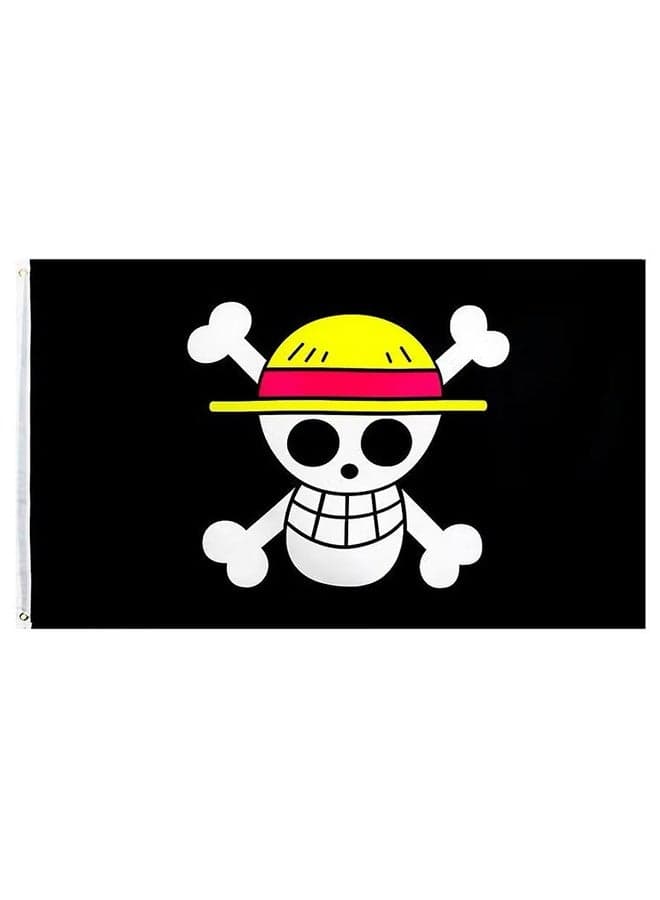 One Piece Luffy Anime Flag - 90 x 150 cm, Black