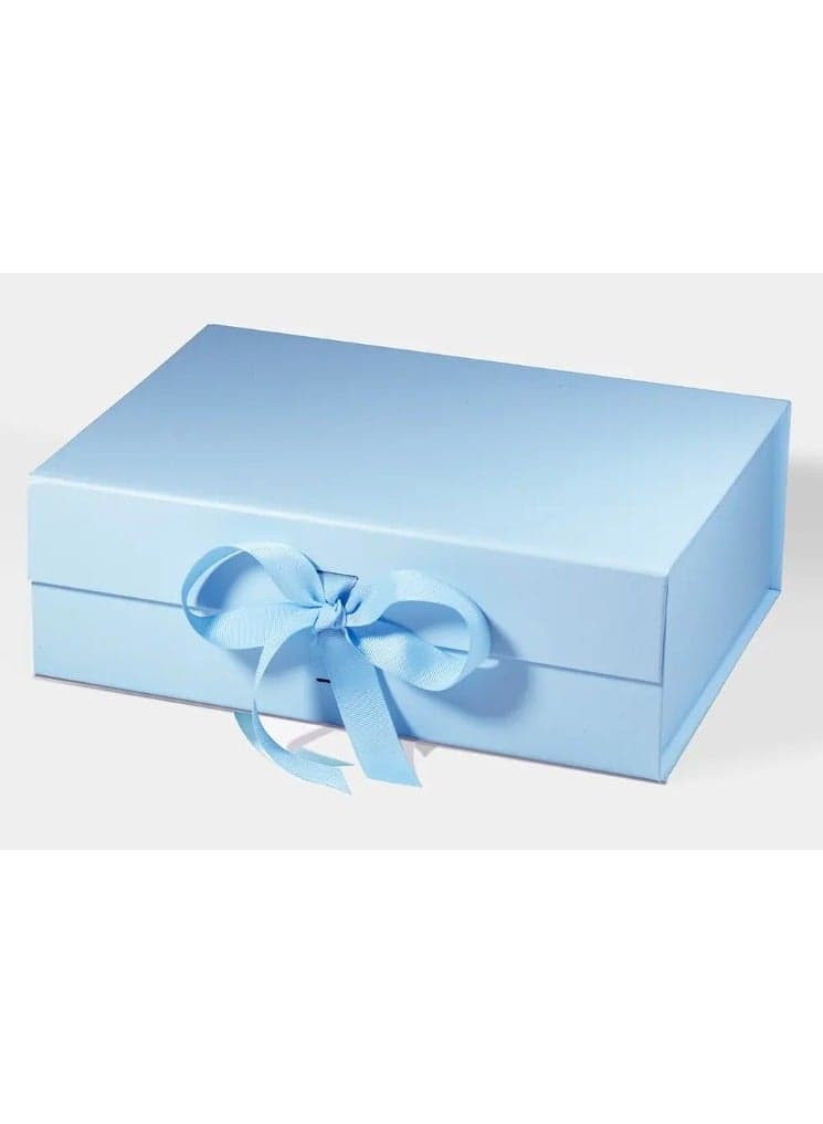 Luxury Magnetic Gift Box, Sky Blue Medium Gift Box with Ribbon, Folding Gift Box for Presents With Magnetic Lid, Suitable for Festival, Birthday, Anniversary, 26x19x8 cm