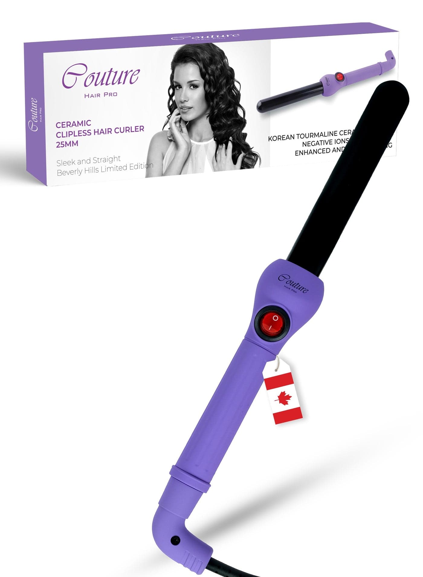 Ceramic Hair Curler 25 Mm- Purple -Fast Heatup, Premium Salon Quality - Long Lasting And Well Defined Curls