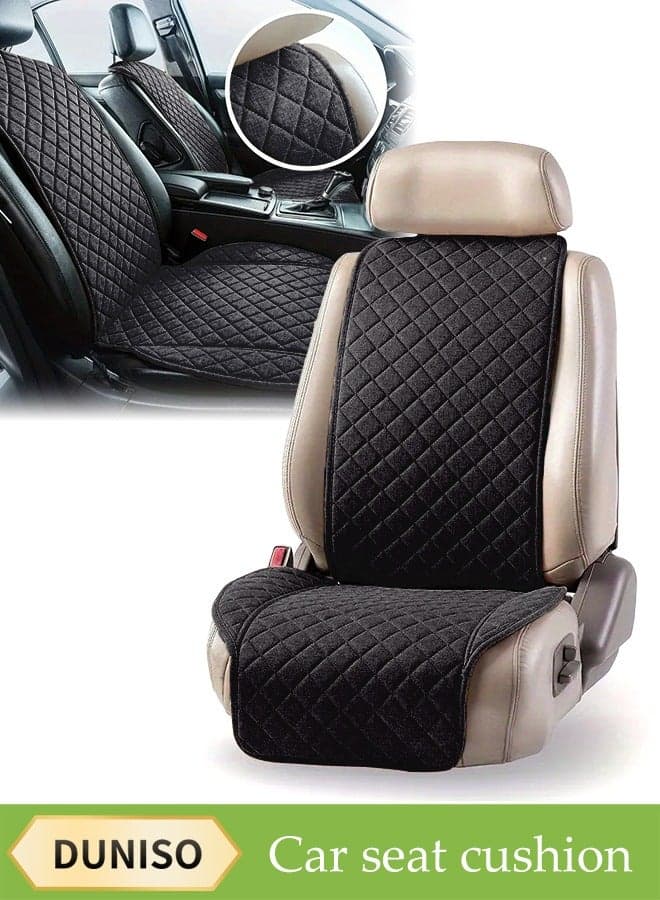 Car Seat Covers, Breathable Linen Car Seat Cushion Protectors, Thickened Memory Foam Seat Cushions With Back Support, Washable And Adjustable For Suv, Cars And Vans, Black
