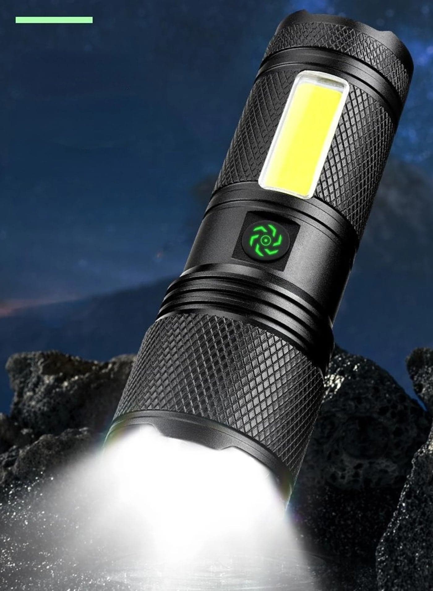 Flashlight for Camping | 9 Modes High Lumens Waterproof and Shockproof Torch Light | 1500 Meters Zoomable 30W LED Camping Accessory | 5000mAh Rechargeable Battery for Up to 10-Hour Usage | Magnetic Base with COB Side Light for Multiple Use Cases
