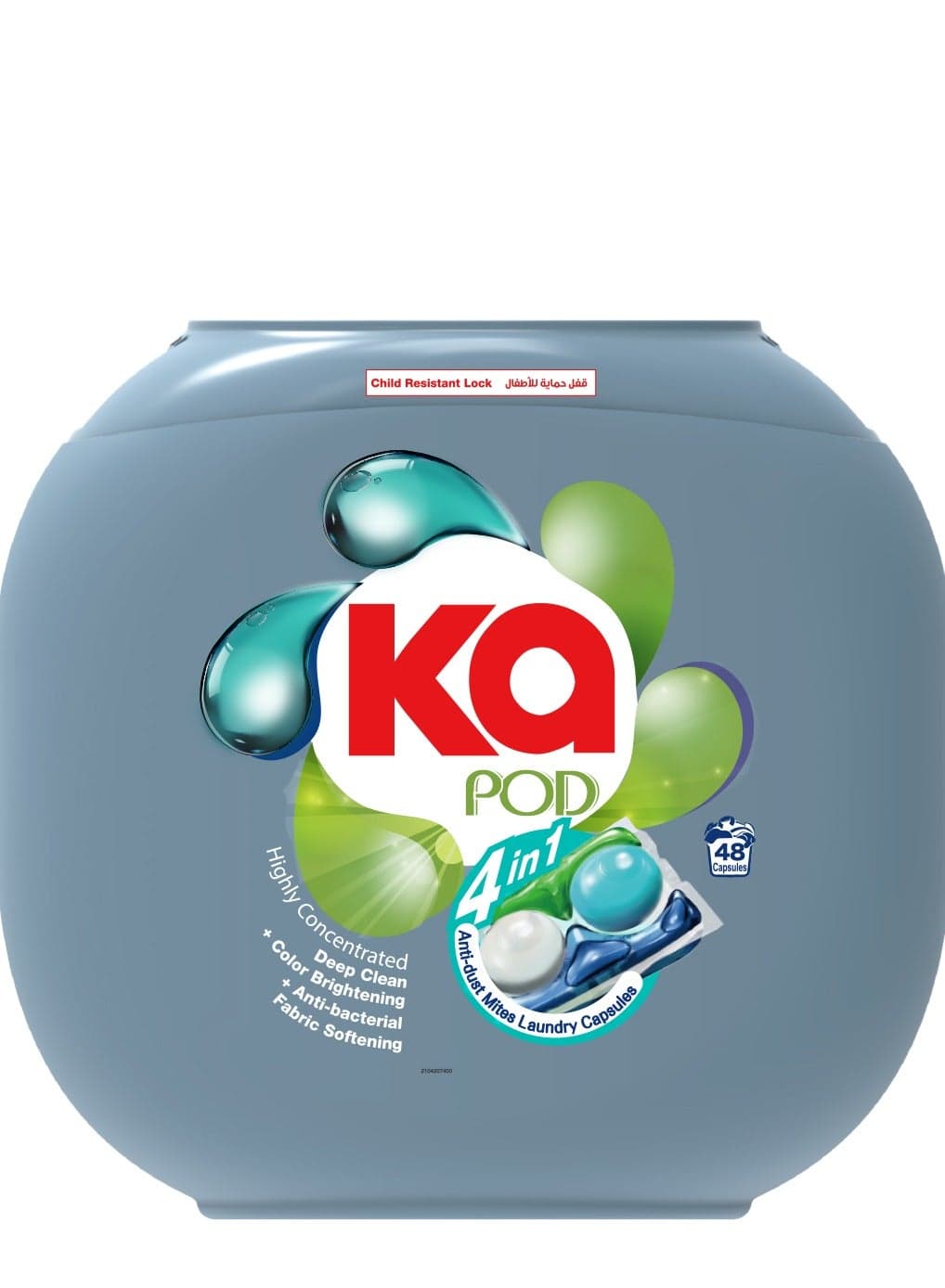 KA PODS, 4-in-1 Anti-Dust Mites Laundry Detergent Capsules with Deep Cleaning, Fabric Softening, Color Brightening, Anti-Bacterial, Powerful Stain Remover in 1 capsule, Long-Lasting Fragrance, 48 Pods