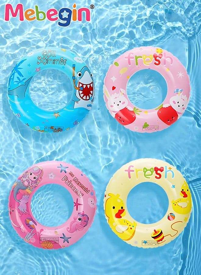 4 PCS 80cm Swimming Rings with Cartoon Patterns, Durable Pool Floaties Toys, Unique Inflatable Pool Float, Fun Water Toys, Pool Party Supplies, Suitable for Pools, Beaches, Parties and Water Sports