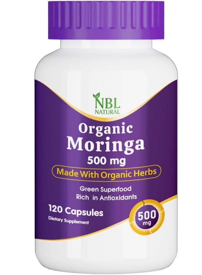 Organic Moringa 500mg, Energy, Metabolism, & Immune Support, 120 Capsules