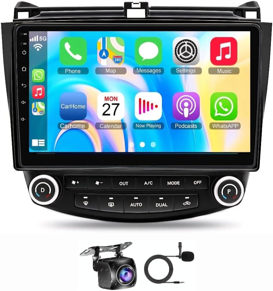 Honda Accord Car Stereo for Honda Accord 2003-2007 | Android Touch Screen | Wireless CarPlay & Android Auto | GPS Navigation | Bluetooth | WiFi | DSP | AHD Backup Camera Included | Fast Interface (4+32GB, 8-Core)