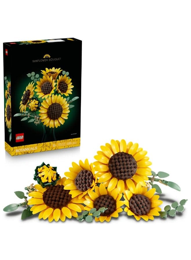 Botanicals Sunflower Bouquet - Faux Flowers Set 11502 (Age 18+, 686 Pieces)