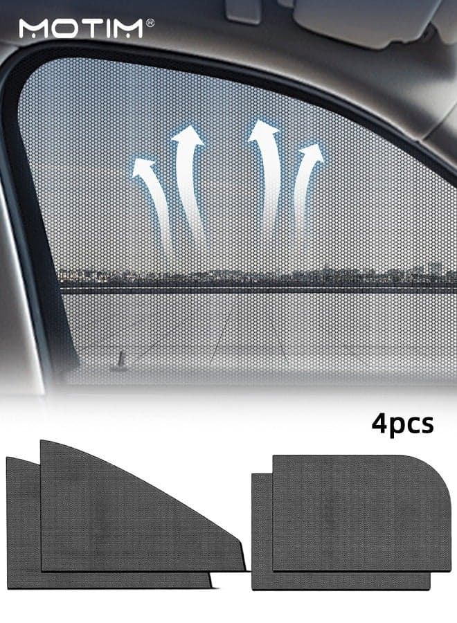 4 Pack Car Window Shade, Side Window Sun Shade for Side Window, Sun, Glare, and UV Rays Protection for Your Child, Mesh Breathable Shade, Car Window Shades for Breastfeeding, Taking a nap, Changing Clothes