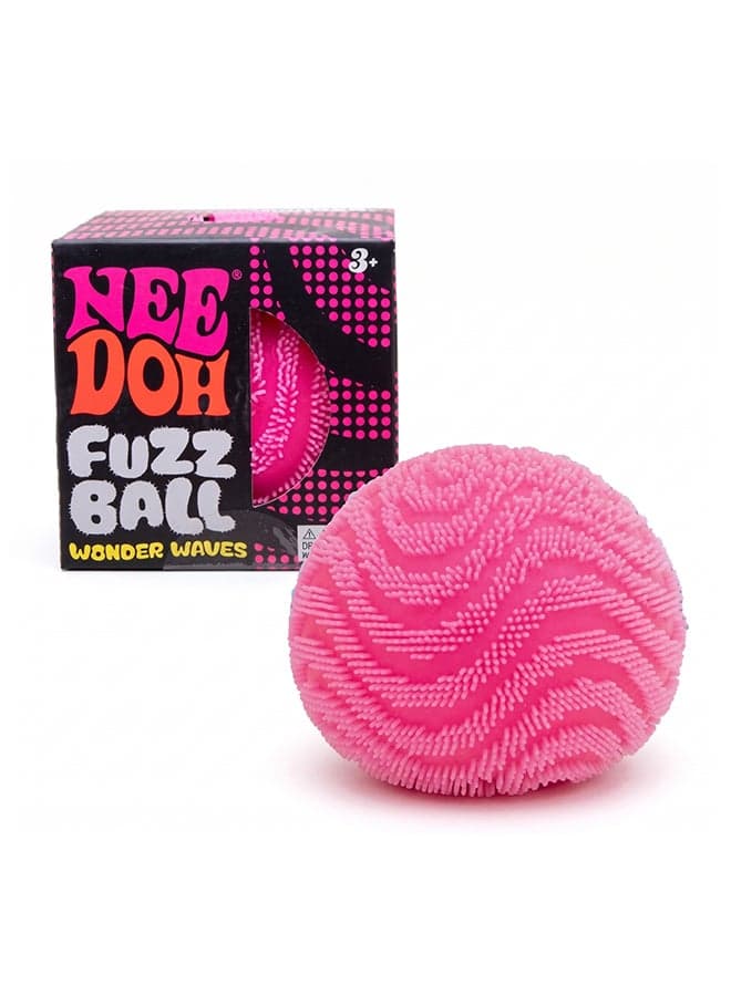 NeeDoh Fuzz Ball pink - Sensory Toy with a Velvet Texture and Soft Cloud Squish - Wavy Pattern You Can See and Feel - Ages 3 and Up - One Per Pack (Wonder Waves)