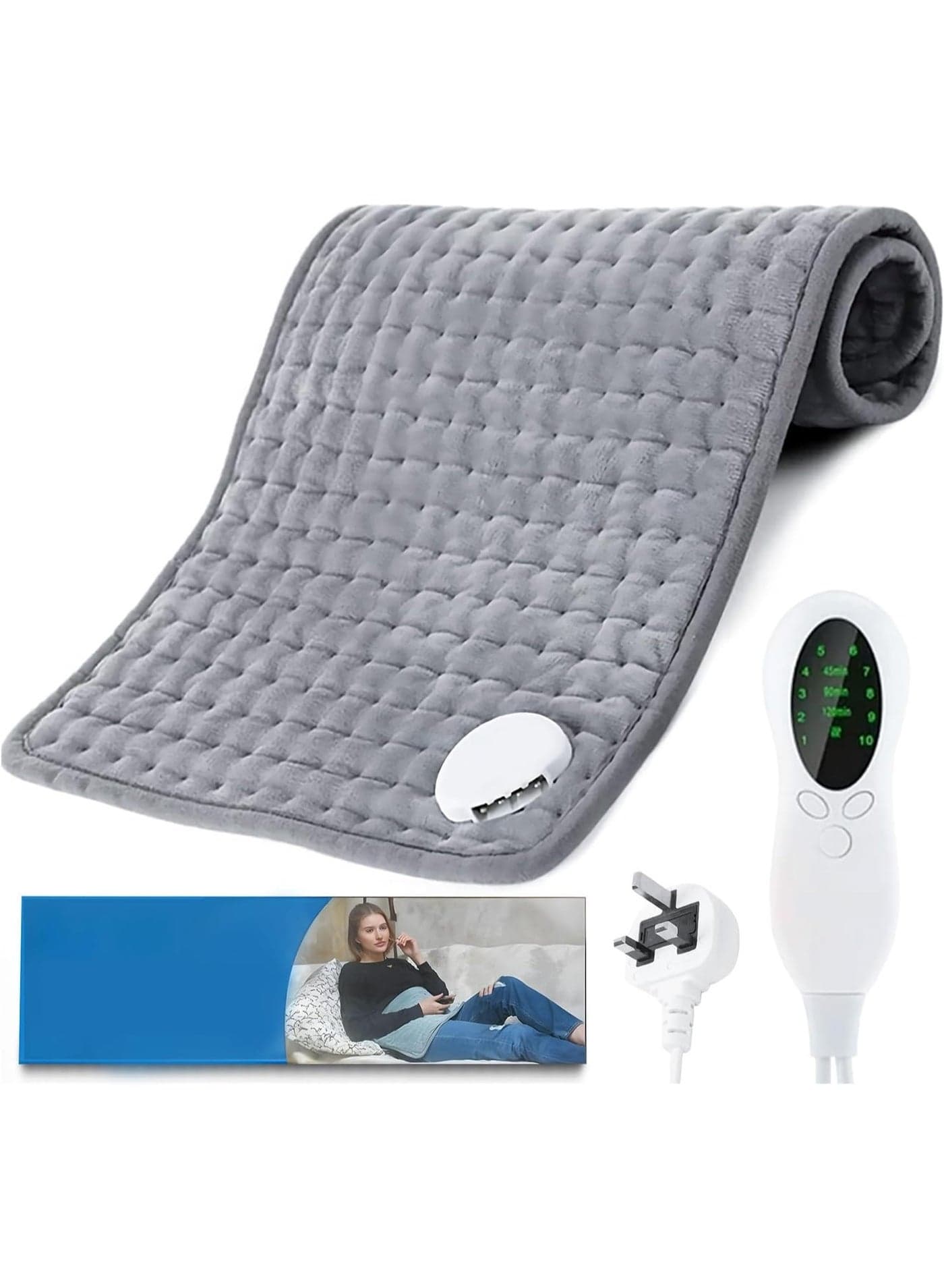 BIVATU Electric Heating Pad – 6 Temperature Levels, Auto Shut-Off, 87-Inch Power Cord, Machine Washable – Pain Relief for Back, Neck, Shoulders, Abdomen, and Period Cramps
