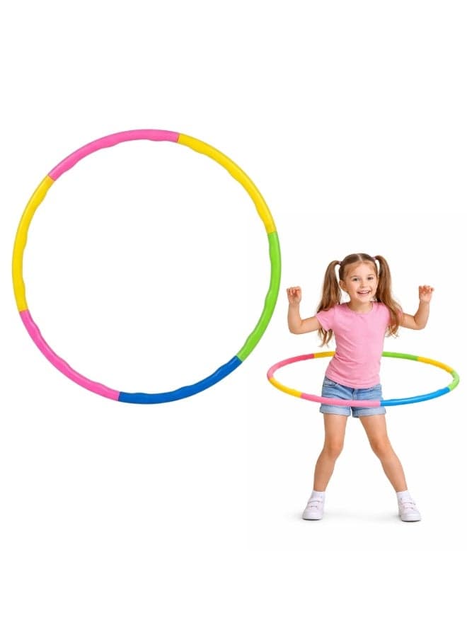 Kids Hula Hoop Colorful Weighted Fitness Hoop for Exercise, Durable Plastic Hula Hoop for Boys and Girls, Lightweight Workout Hoop Toy for Indoor Outdoor Play, Balance Training Fitness Toy for Active Kids (Multi-colour)