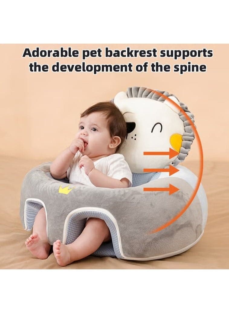 Baby Sitting Support Seat Sofa, Infant Learning Chair Head Protect - Breathable Crystal Fabric, Feather Cotton Filling, Perfect Toddler Gift to Learn to Sit