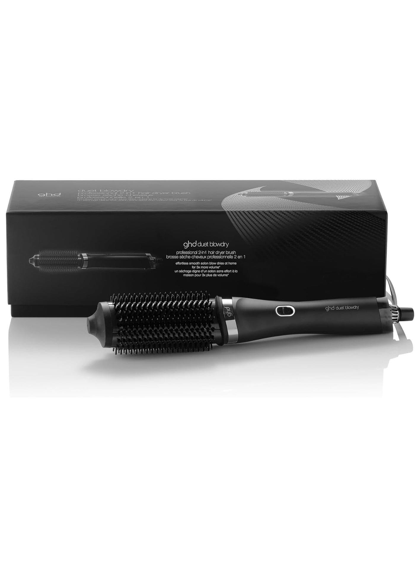 GHD Duet Blow-Dry Brush Styler – Wet to Dry Styling with No Heat Damage, 3X Volume Boost, 24-Hour Long-Lasting Results, Frizz-Free Shine, Black
