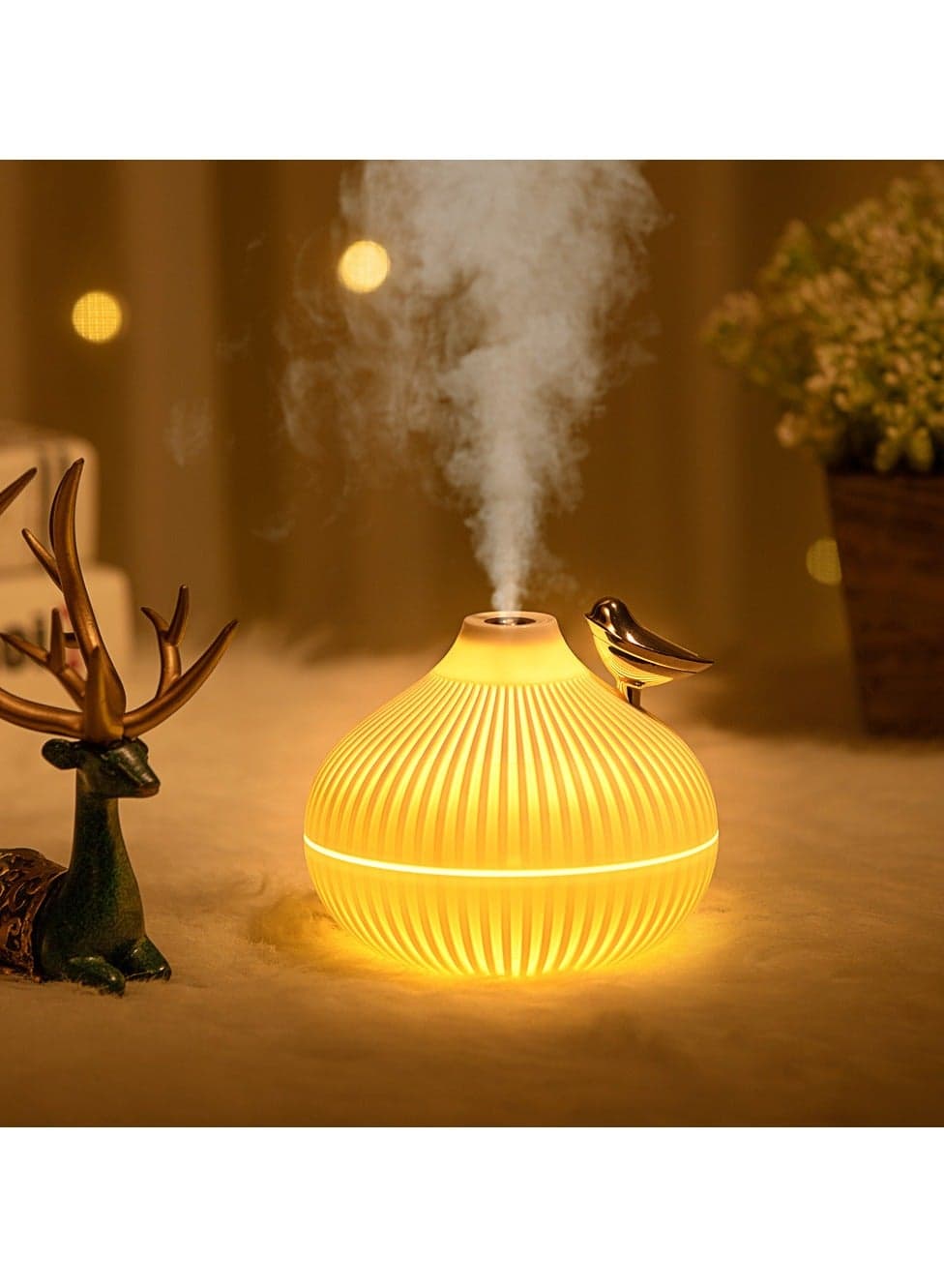 Air Humidifiers Air Purifiers for Home with Night Light 300ML,Sleep Mode, Ozone Free, 24dB Quiet Air Cleaner for Bedroom, Office, , White