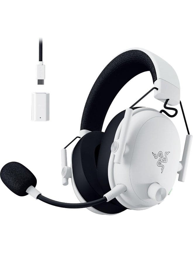 Razer BlackShark V3 Pro Wireless ANC Esports Gaming Headset for PlayStation: Full Band Mic - 50mm Drivers - 2.4 GHz, Bluetooth, 3.5mm - Works with PC, Mac, Nintendo Switch, Smartphone - White I RZ04-05400200-R3U1