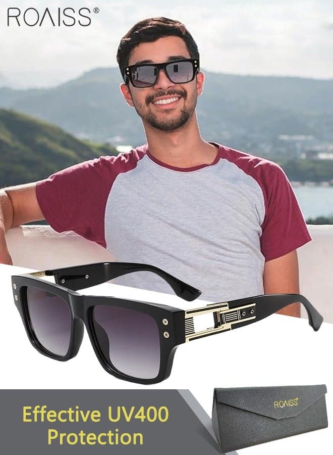 Square Sunglasses for Men and Women, UV400 Protection Sunglasses, PC Lenses, Stylish Anti-glare Sun Glasses for Driving, Fishing, Traveling, Golf, Black, 56mm