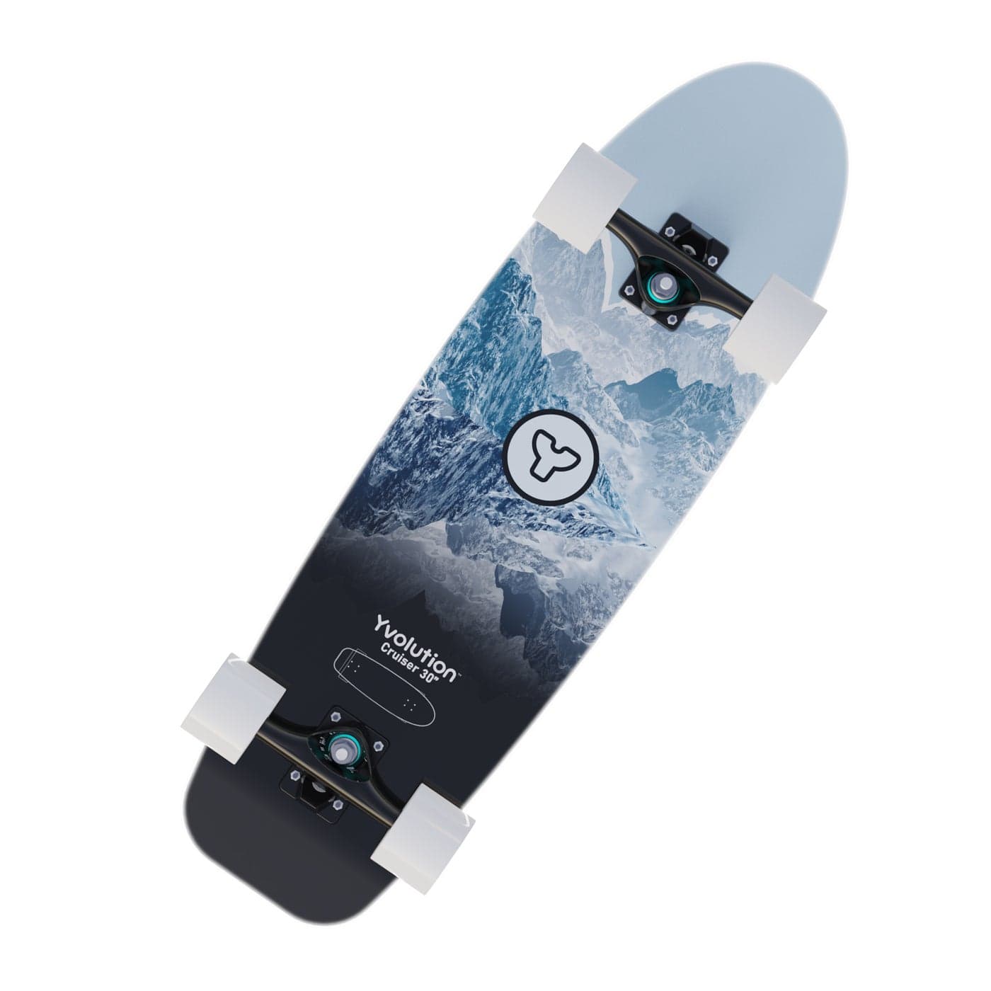 Yvolution Cruiser 30" Skateboard – Light-Up Maple Wood Deck with Dynamo Technology | Kids Age 5+, 60kg Max Weight, Vibrant Graphics – Blue (YS52B2)