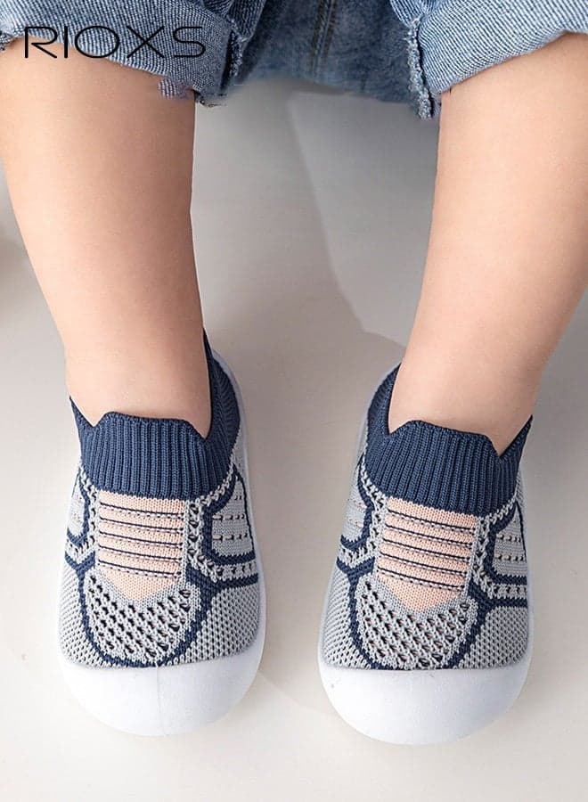 Baby Walking Shoes for Boys Girls, Non-Slip Baby Slip-on Sneakers, Babies' Soft-Soled First Walking Shoes, Breathable Toddler Sneakers, Infant First Walker Slip-On Shoes, Comfort Boys' Shoes Girls' Shoes, Loose Fit Low Top Sneaker with Ankle Support, No Laces Shoes for Toddlers Crawling/ Crawling/ Walking, Navy Blue Footwear