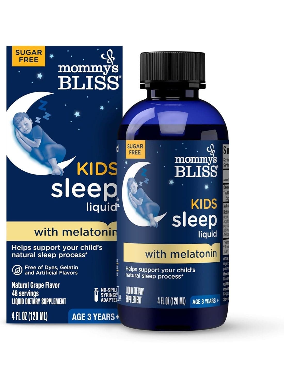 Kids Sleep Liquid with Melatonin & Calming Herbs | Supports The Natural Sleep Process for Children 3 Years & Up | Grape Flavor | Sugar Free| 4 Fl Oz (60 Servings), pack of 1