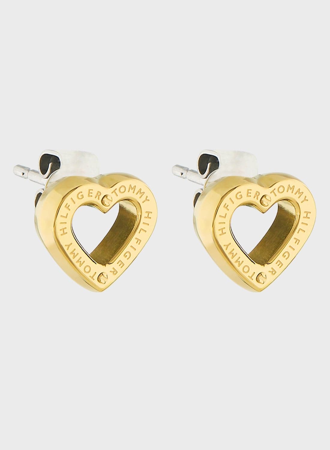 Womens Yellow Gold Stud Earrings With Heart Shape - 2780972