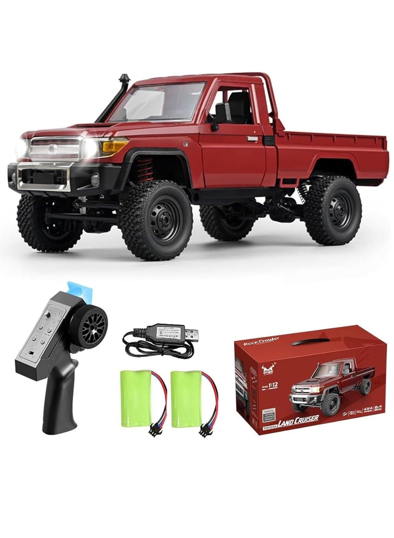 Toyota Land Cruiser 4x4 RC Rock Crawler Car 1:12 Scale | 2.4GHz Remote Control | Rechargeable Battery | Assorted Color