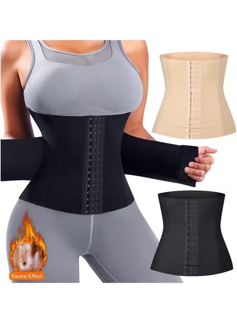 Adjustable Waist Slimming Corset Waist Trainer for Women,Breathable and Cozy Body Shaper Tummy Sauna Belt-Black