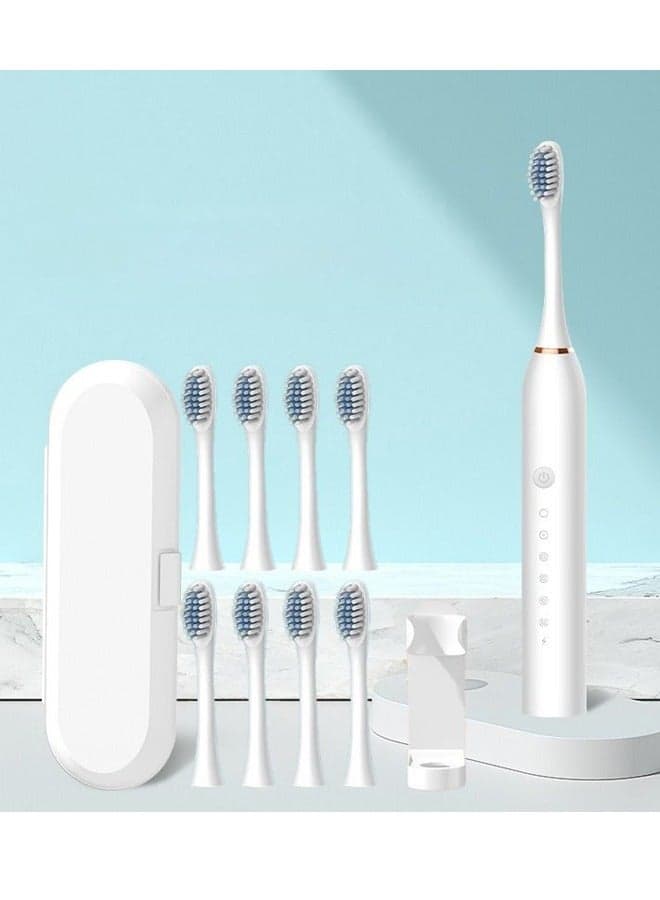 USB Rechargeable Toothbrush, Electric Toothbrush, One Electric Handle, 8 Replacement Brush Heads, Meet One-Year Life Cycle