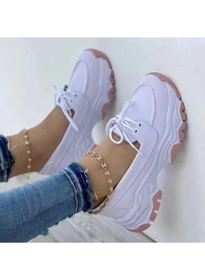 Girls Sneakers – Breathable, Cushioned, Lightweight Casual Shoes with Thick TPR Sole & Front Lacing