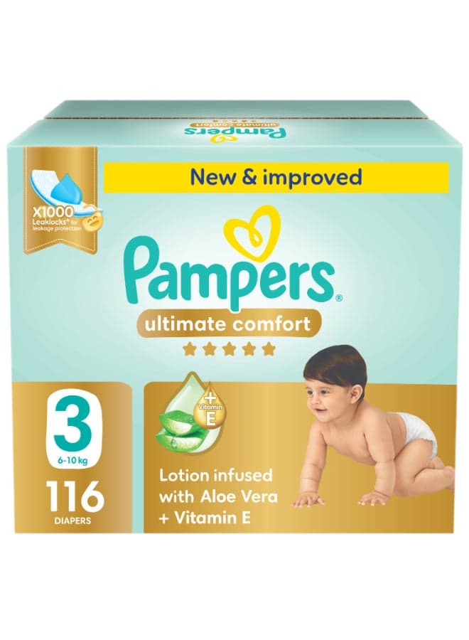 Ultimate Comfort Size 3 Taped Diapers 6-10 Kg Giant Pack 116 Count