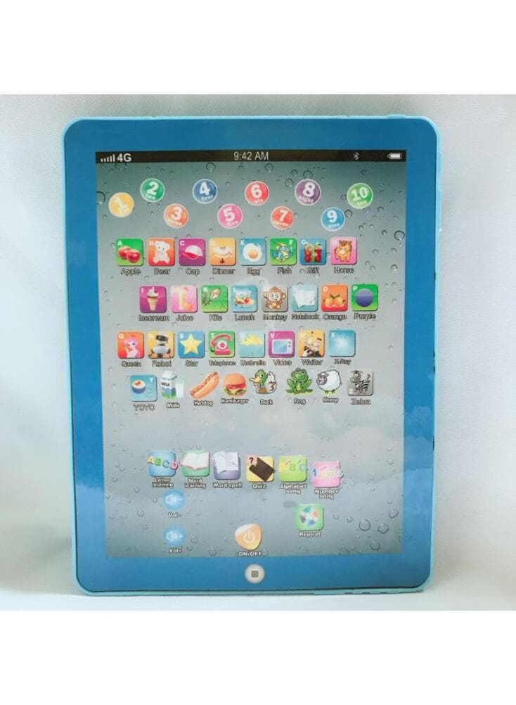 English tablet learning machine Children's mini point reading machine Early education story machine kids toys without battery blue 1Pcs