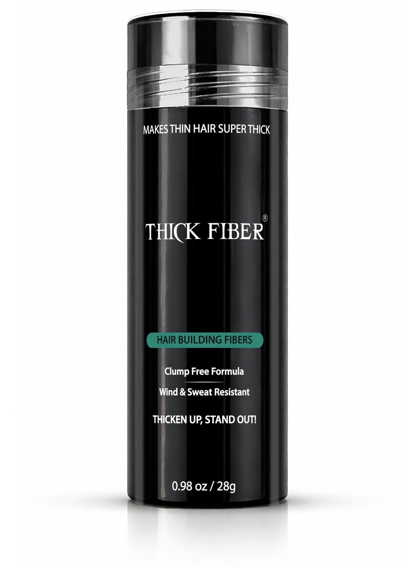 THICK FIBER Hair Fibers for Thinning Hair & Bald spots (BLACK) - 25g Bottle - Conceals Hair Loss in Seconds - Hair Powder for Women & Men