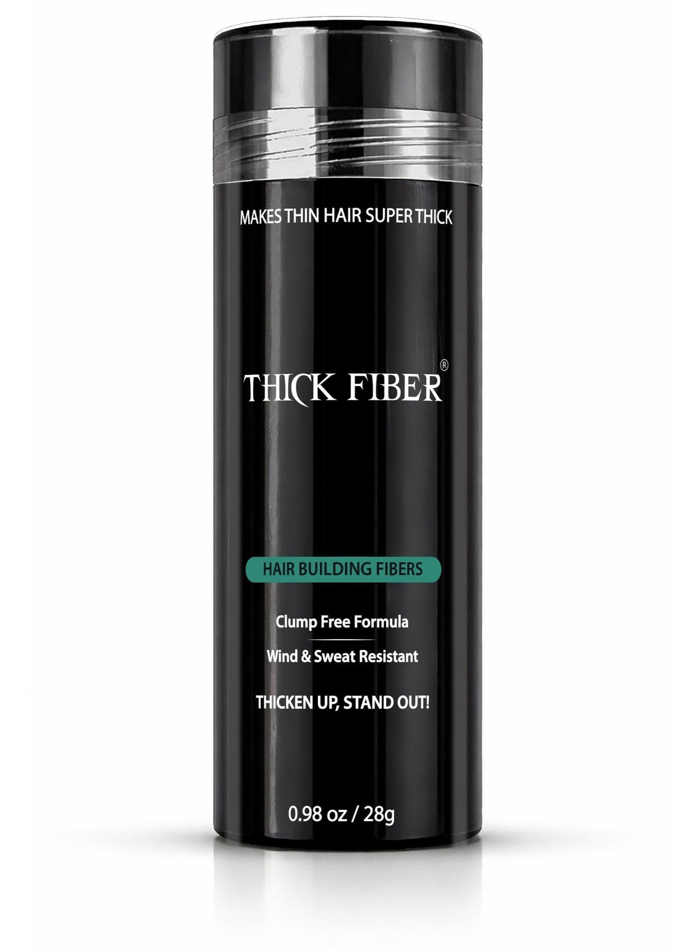 THICK FIBER Hair Fibers for Thinning Hair & Bald spots (BLACK) - 28g Bottle - Conceals Hair Loss in Seconds - Hair Powder for Women & Men